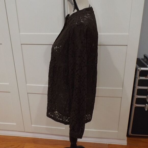 Michael Kors Brown Lace Long Sleeve Blouse Top SP - Picture 3 of 7
